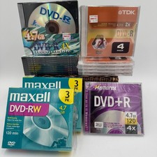 Blank DVD Lot - Maxell DVD-RW, Memorex DVD+R, TDK DVD-R, 4X Recordable Discs NEW
