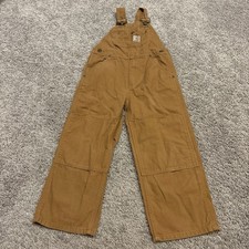 Carhartt Bib Overalls Kids Size 6 Kids Brown Logo 100 Cotton Double Knee