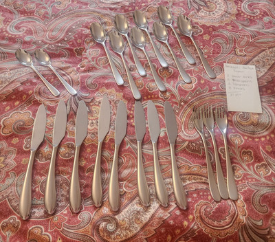 21 pcs Yamazaki Haataja JAPAN Stainless Steel Flatware Aquatique Silverware