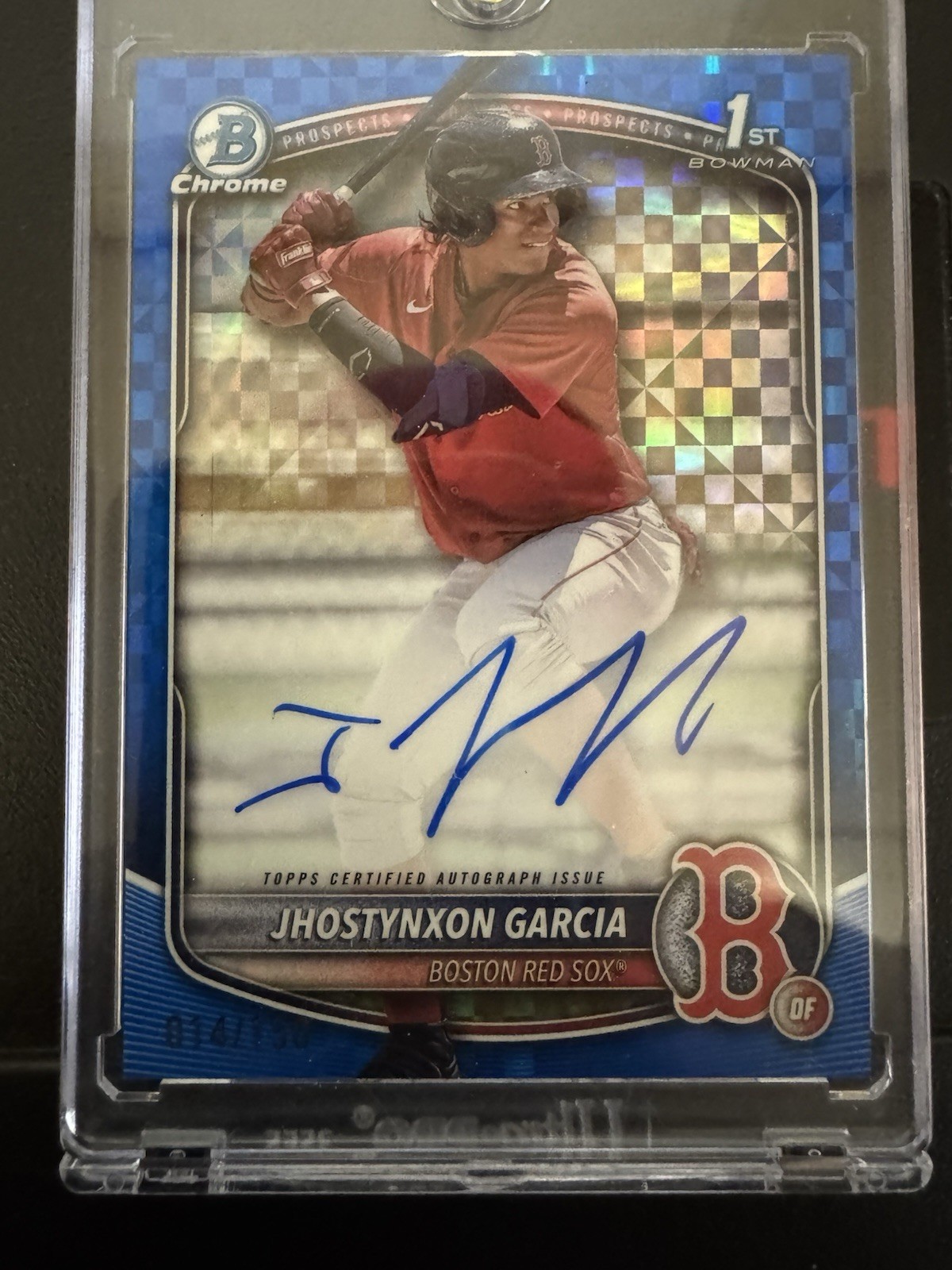 JHOSTYNXON GARCIA 2025 Bowman Chrome #CPA-JGA Blue X-Fractor Auto #/150 Red Sox