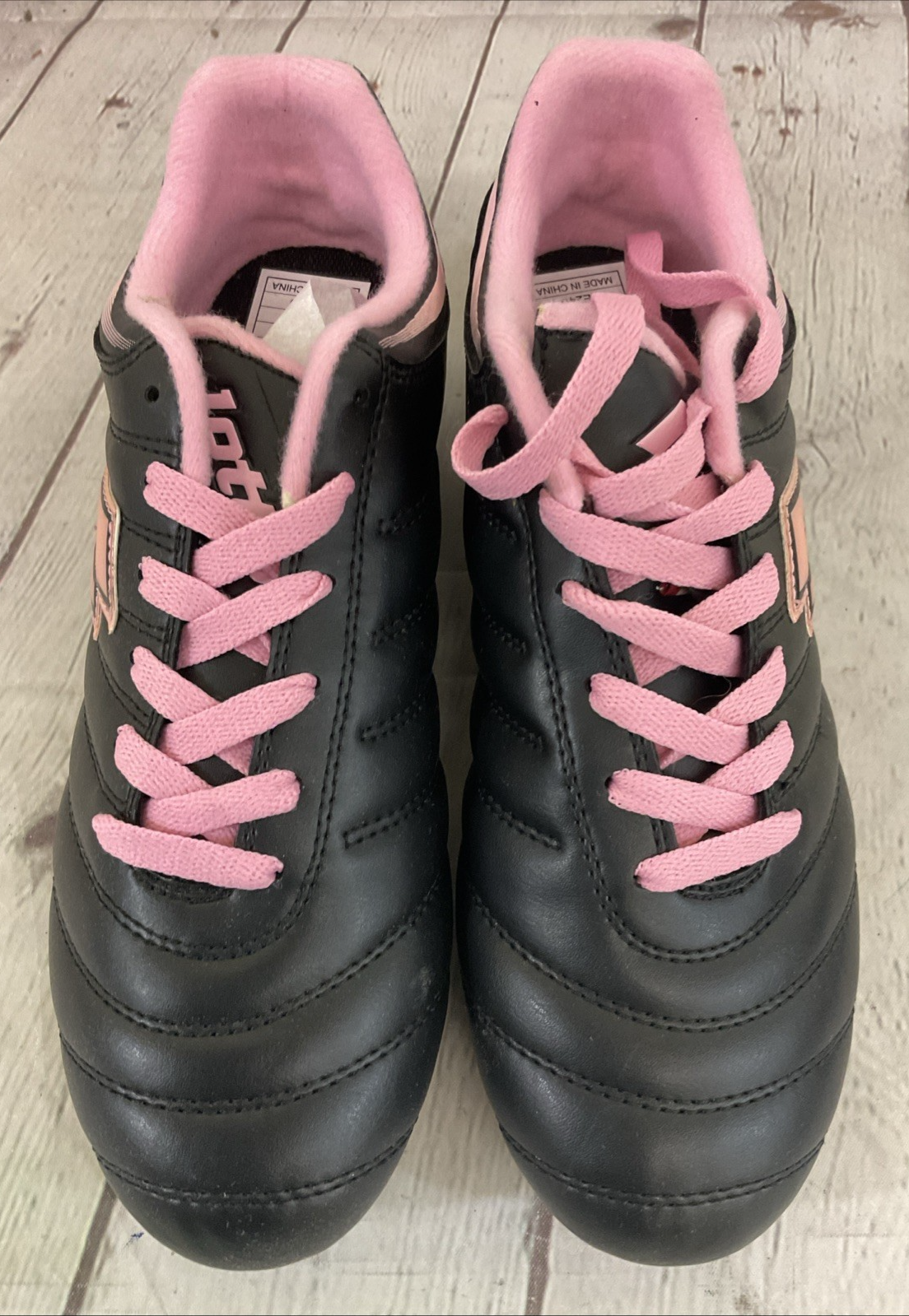 Lotto J2205.BLSP.5H tacchetti calcio giovanili in pelle nero rosa US 5 5