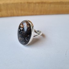 Nice Turritella Agate Gemstone Ring 925 Sterling Silver Free Shipping Boho Ring