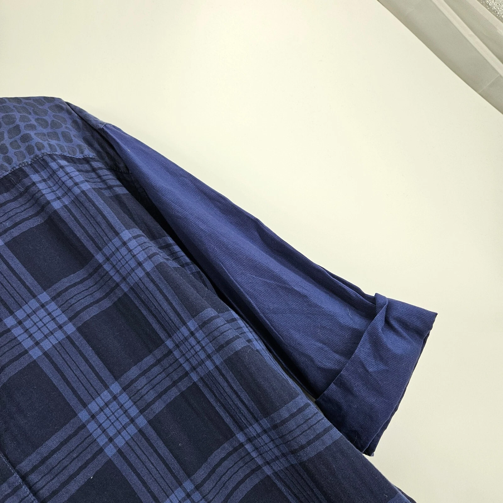 ACNE STUDIOS Abito Camicia Acne Pop Classics Blu Patchwork Lagenlook Bottoni Mini Taglia 40