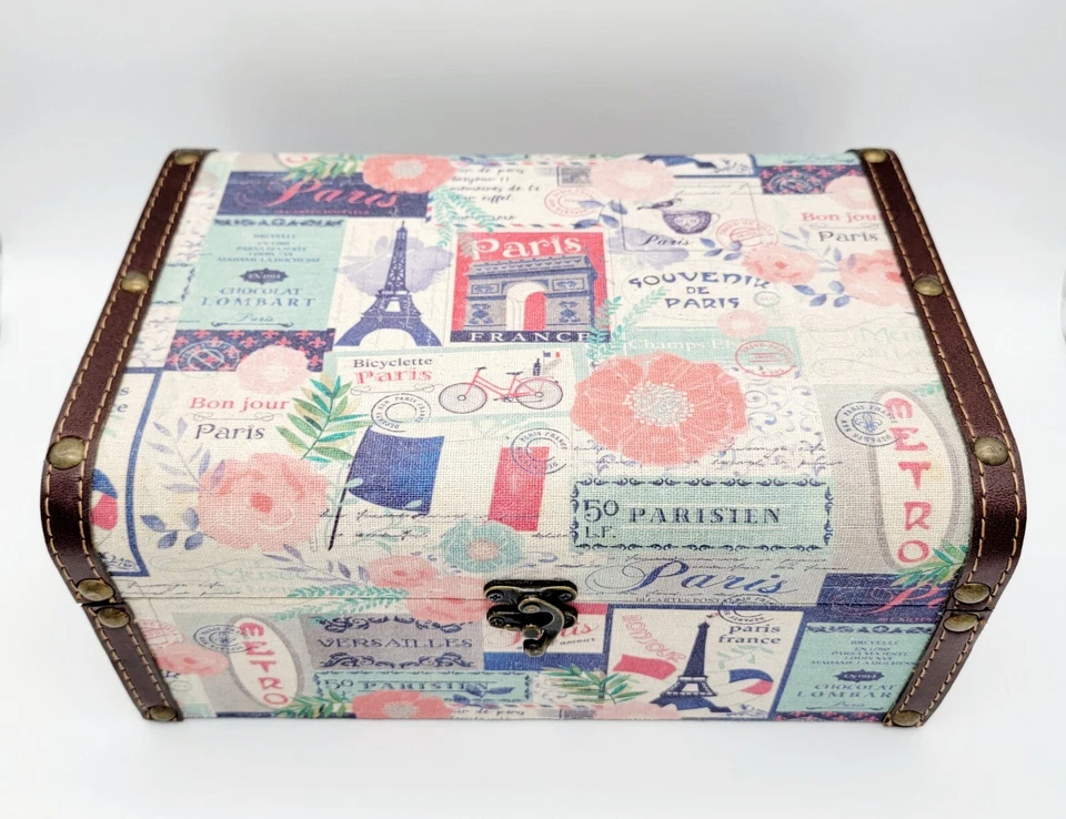 Небольшой французский сундук для хранения из ткани и кожи - Изображение 2 из 4