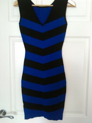 blue striped bodycon dress