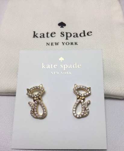 Kate Spade New York Jazz Things Up Pave Cat Stud Earrings New - 第 1/11 張圖片