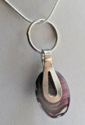 Collier Vintage Avec Pendentif Améthyste Naturelle - Couleur Argenté - Ancien Stock Bijouterie