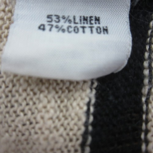Kenneth Cole Womens Small Beige Black Striped SS Linen Cotton Open Crop Cardigan - Picture 6 of 6