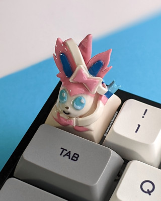 Handmade Artisan Pokemon Eevee Evolution: Sylveon Keycap for Mechanical Keyboard