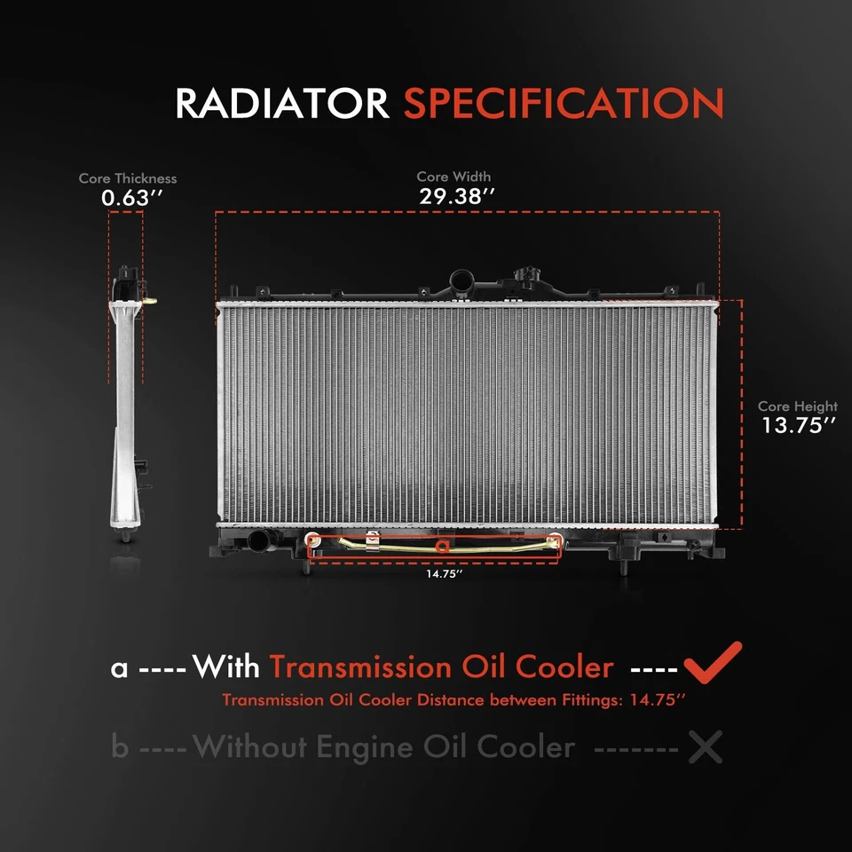 Automatic Trans Radiator w/ Trans Oil Cooler for Mitsubishi Eclipse 2006-2012 - Image 2 of 4