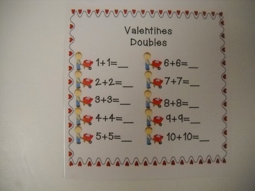 Juego de actividades matemáticas dobles de adición educativa de San Valentín laminado ¡nuevo! - Imagen 7 de 7
