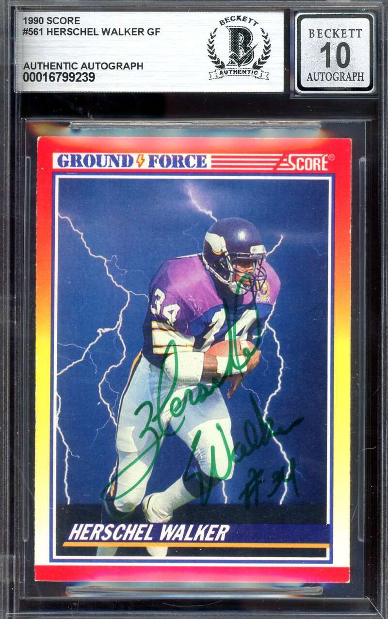 Herschel Walker Gem Mint 10 Beckett BAS Signed 1990 Score Autograph