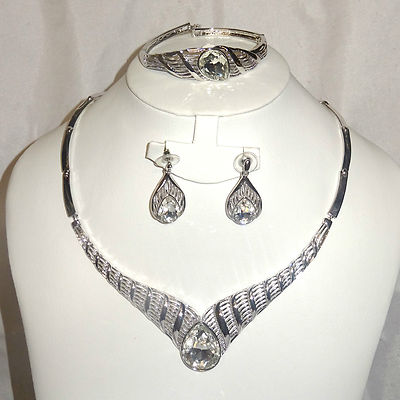 Silber schönes Braut Hochzeit Party Schmuck Set