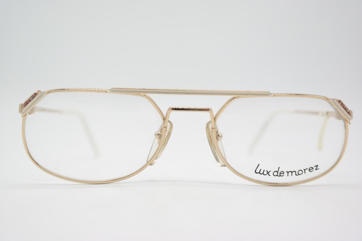 Vintage Occhiali Lux De Motez Vianney Oro Bianco Ovale Montatura