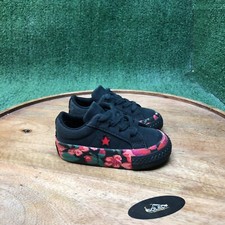 Converse One Star Ox Toddler Shoes Black Canvas Red Pink Floral Size 4 762825F