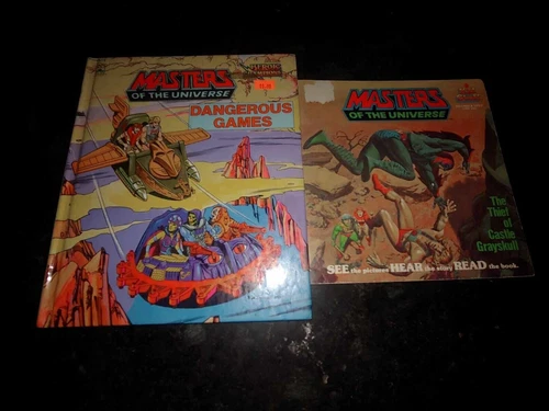 Lot of 2 Vtg HE-MAN Masters of the Universe MOTU Hard & Soft Back Books 1984-85