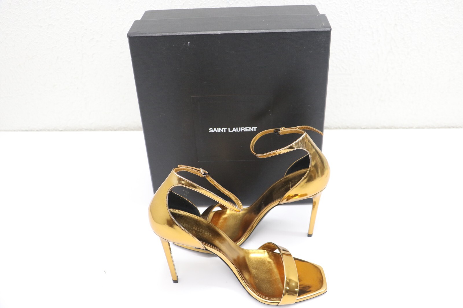 Sandali YSL Saint Laurent in pelle ambra Egitto oro taglia 11 EU 41