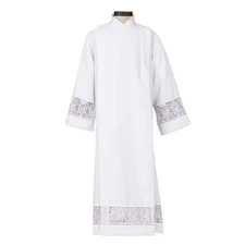 Alb Latin Cross and IHS Lace Front Wrap Vestment Small New