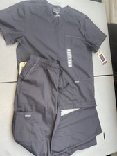 Cherokee Workwear Professionals V Neck Pewter Scrub Top And Pants Medium