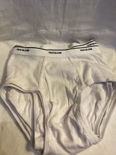 Fruit Of The Loom Mens Tagless Cotton Briefs Full Cut Large 36-38 White 4 Briefs