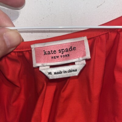 ケイトスペード Kate Spade ニューヨーク Poplin Riviera Top レディース シャツ トップス Flame Scarlet Kate Spade Poplin Riviera Top Flame Scarlet Red Size Medium