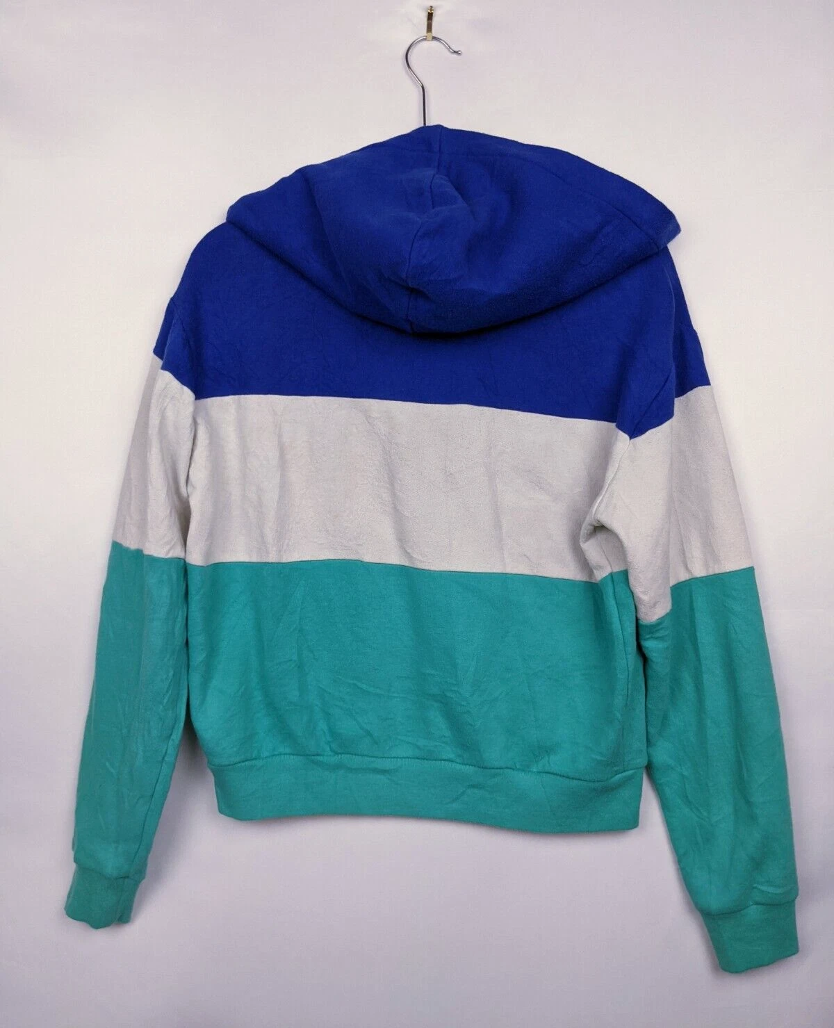 UNDERCOVER Victoria's Secret ROSA Felpa con Cappuccio Donna XS Blu Verde Bianco Logo Colorblock LEGGI