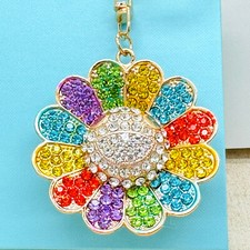 Sunflower Keychain Rhinestone Sunflower Charm Sunflower Bag Charm Gift Keyring