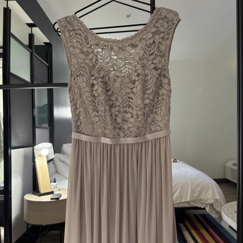 Vintage David’s Bridal taupe lace w mesh Dress size 2 - Picture 2 of 12