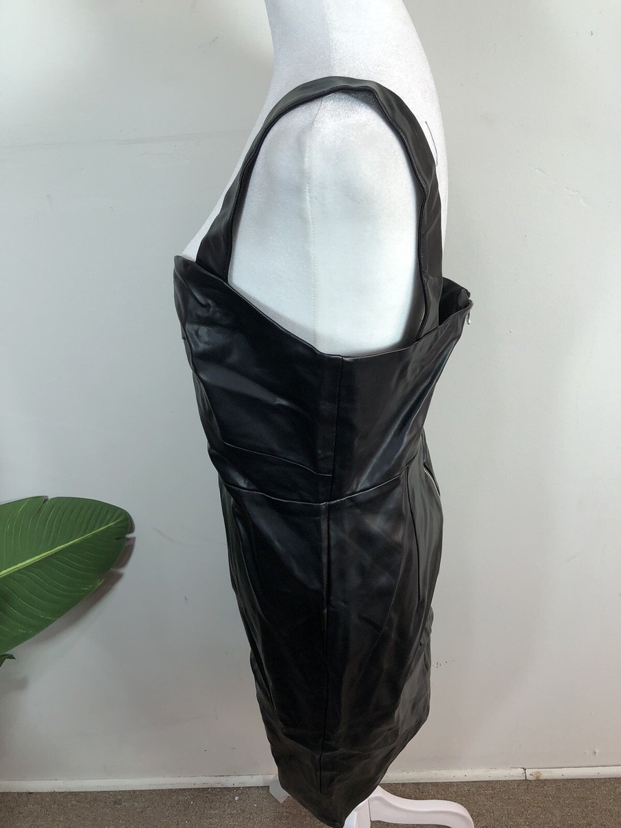 French Connection Crolenda Faux Leather Split Dress 8 French Connection Crolenda Faux Leather Split Dress 8