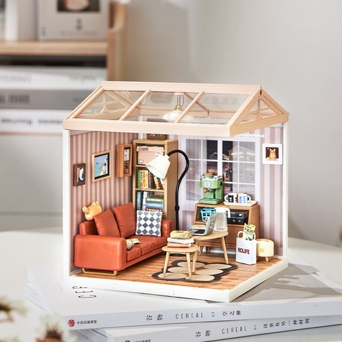 Rolife Super Creator Cozy Living Lounge Plastic DIY Dollhouse Decor Xmas Gifts - Picture 1 of 12