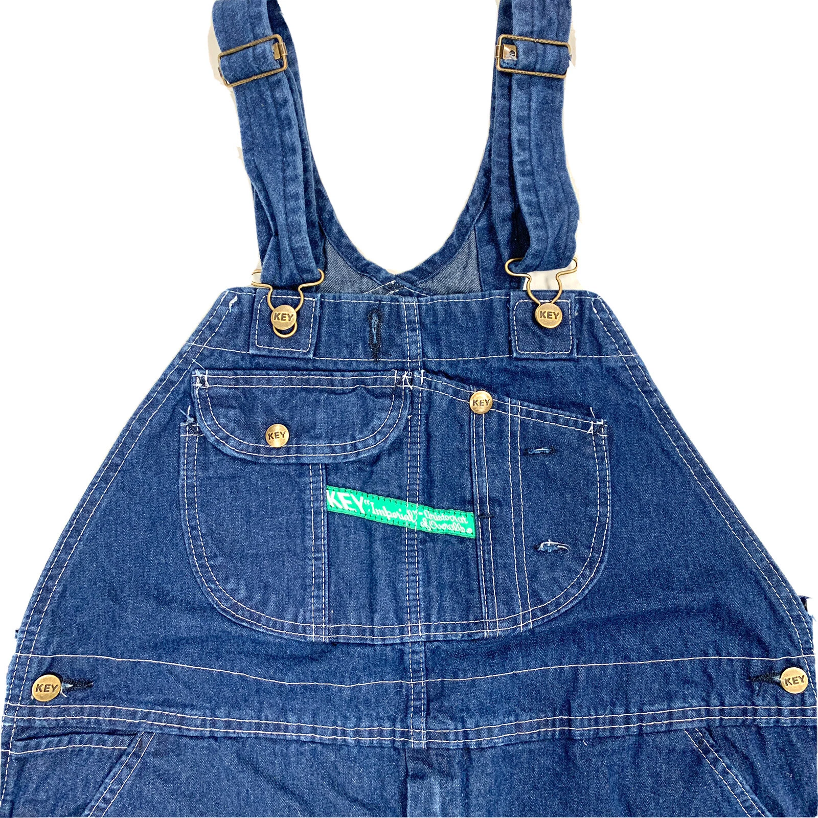 Key Imperial Men’s Vintage Blue Denim Bib Overalls 40X30 100% Cotton Rockabilly