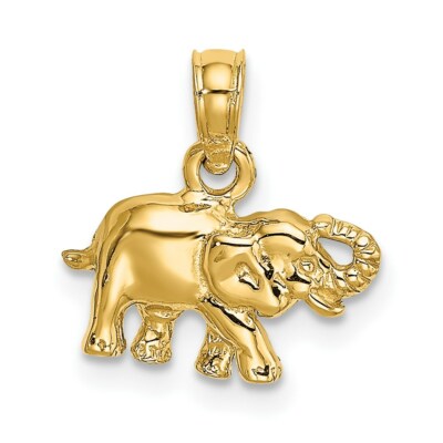 Kleiner Elefant Anhänger 14 Karat Gelbgold 2-D poliert
