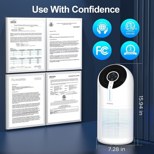 🔥MOOKA M02 Air Purifier for Home Large Room up to 1095ft², H13 HEPA Filter🔥 - Picture 6 of 9