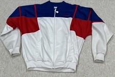 Adidas Mens Jacket XL Full Zip Red White Blue Taiwan Polyester Vintage Retro VTG