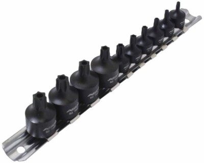 10tlg Steckschlüssel Schlagnuss Satz Torx T10-T50 Stecknuss Nuss Bit Bits Loch