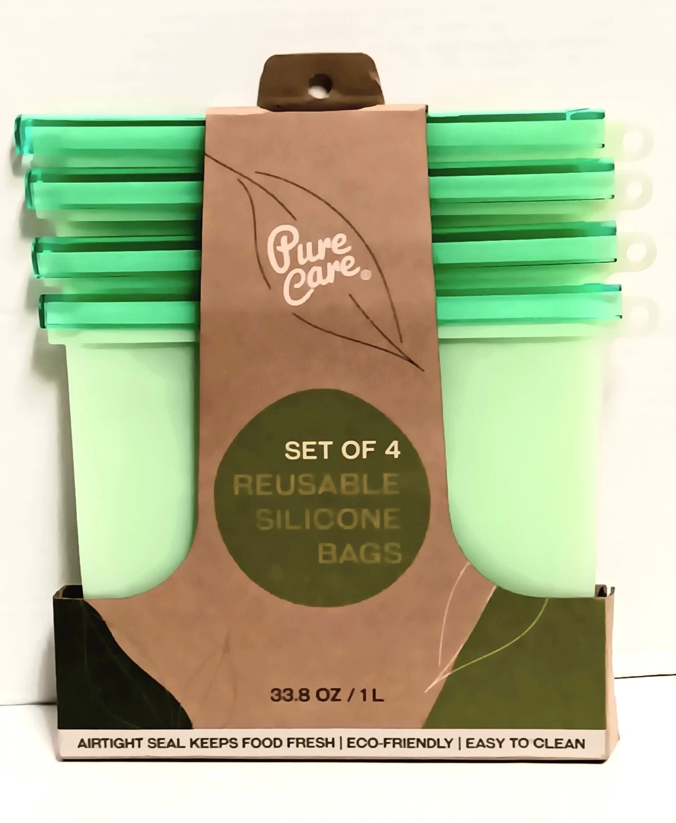 Pure Care Airtight Set Of 4 Small Reusable Green Silicone Bags NEW
Opens in a new window or tab