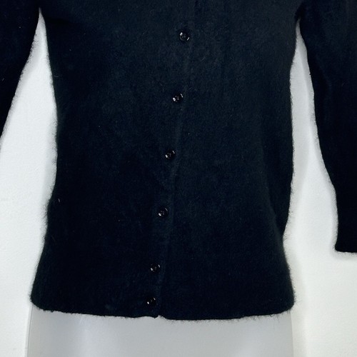 Lark & Ro Cardigan Sweater Black Cashmere Button Front Girls M Minimalist Kawaii - Picture 4 of 8