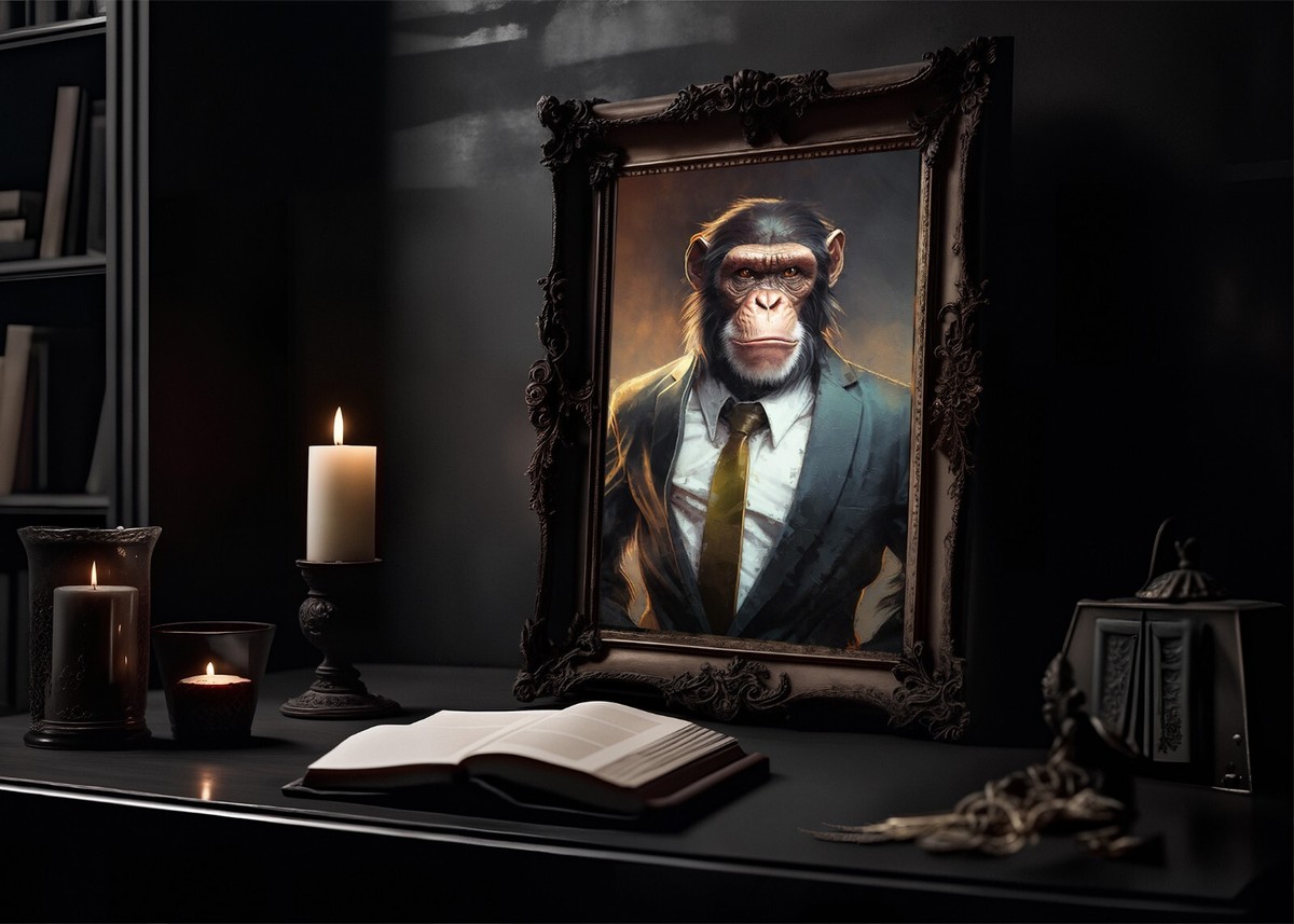 Monkey Print wall art Monkey In Suit Ape art funny Animal wall art