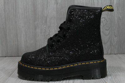 dr martens molly black glitter platform boots
