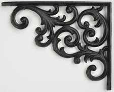 Decorative Cast Iron Shelf Bracket – 9.38" Heavy-Duty Ornate Wall Support Scroll