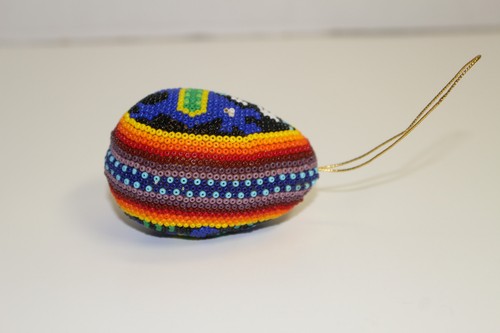 Huichol Beaded Egg Ornament Mexican Folk Bead Art Colorful - Picture 5 of 7