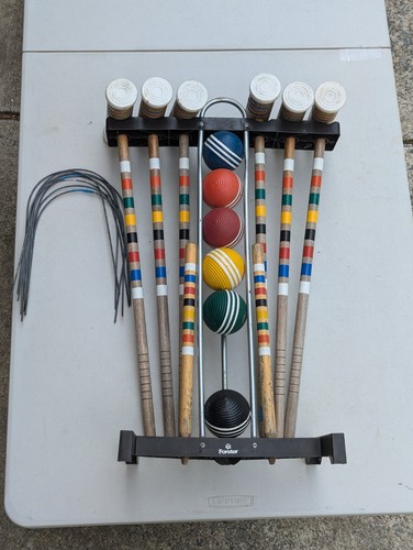Vintage Forster Croquet Set 6 Player w/ 6 Balls & 6 Mallets USA Made - USED
