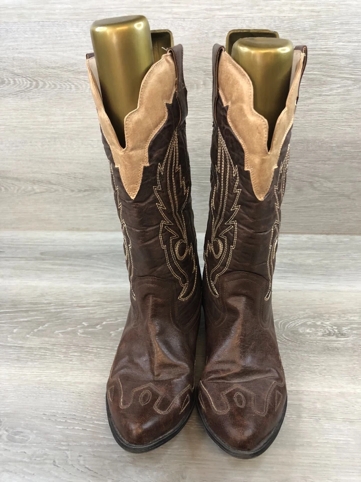 Coconuts Cimmaron Mujer Bota Occidental 11 Cuero Marrón Bordado Vaquero Rodeo Foto 2 de 4