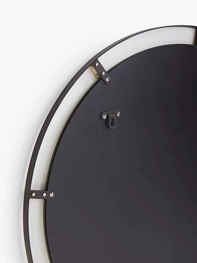 Espejo de pared redondo con clip de metal Lohn Lewis, 92 cm, negro/dorado Foto 3 de 4