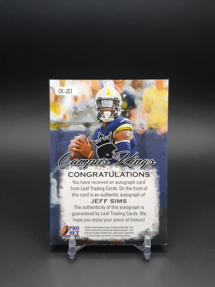 2021 Leaf Pro Set Power Campus Kings Platinum Spectrum Foil /99 Jeff Sims Auto - Image 2 of 2