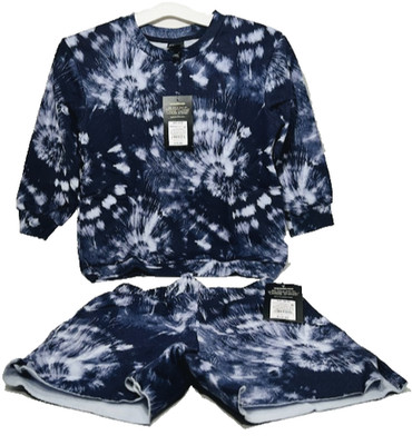 Art Class Kids Tie-Dye Sweatshirt & Shorts Set XS(4/5)|Navy Lounge Outfit 2-Pc.