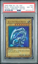 2002 Blue Eyes White Dragon 1st Edition SDK-001 Ultra Rare AE Yugioh Card PSA 8