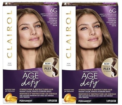 2 of  Clairol Age Defy Permanent Hair Dye, 6G Light Golden Brown Hair Color NIB