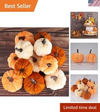 Soft Velvet Pumpkin Collection - 12pcs for Stylish Thanksgiving and Halloween