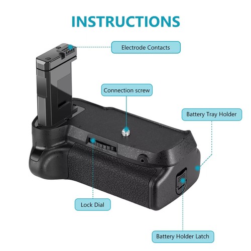 Black Vertical Battery Grip Holder For Nikon D3100 D3200 D3300 D5300 Camera - Picture 8 of 14